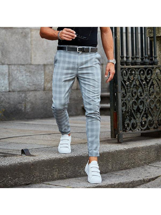 "Plaid Print Pants Men's Casual Trousers Loose And Thin - MANDOTOS"