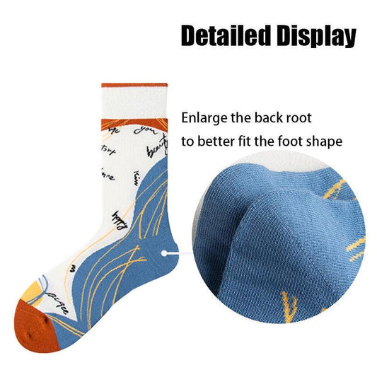 "3 Pairs Women Colorful Compression Running Anti-odor And Breathable Socks Crew Athletic Hiking Anti Blister Cushioned For Running Hiking Cycling Fitness - MANDOTOS"