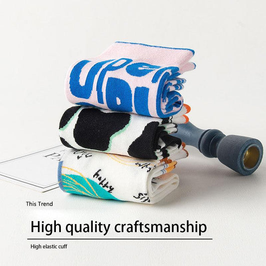 "3 Pairs Women Colorful Compression Running Anti-odor And Breathable Socks Crew Athletic Hiking Anti Blister Cushioned For Running Hiking Cycling Fitness - MANDOTOS"