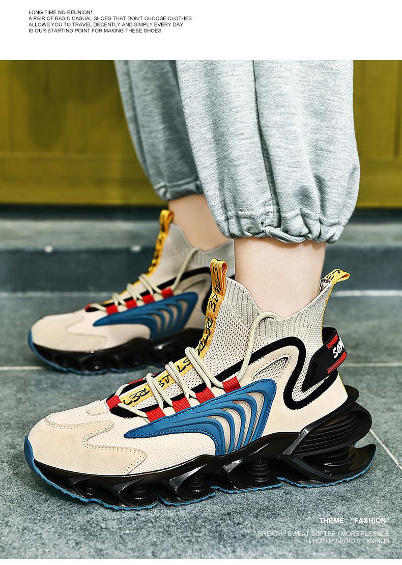 "Breathable Fly Woven Mesh High-top Thick-soled Old Shoes Casual Sports Socks Running Shoes - MANDOTOS"