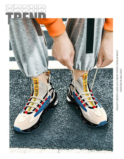 "Breathable Fly Woven Mesh High-top Thick-soled Old Shoes Casual Sports Socks Running Shoes - MANDOTOS"