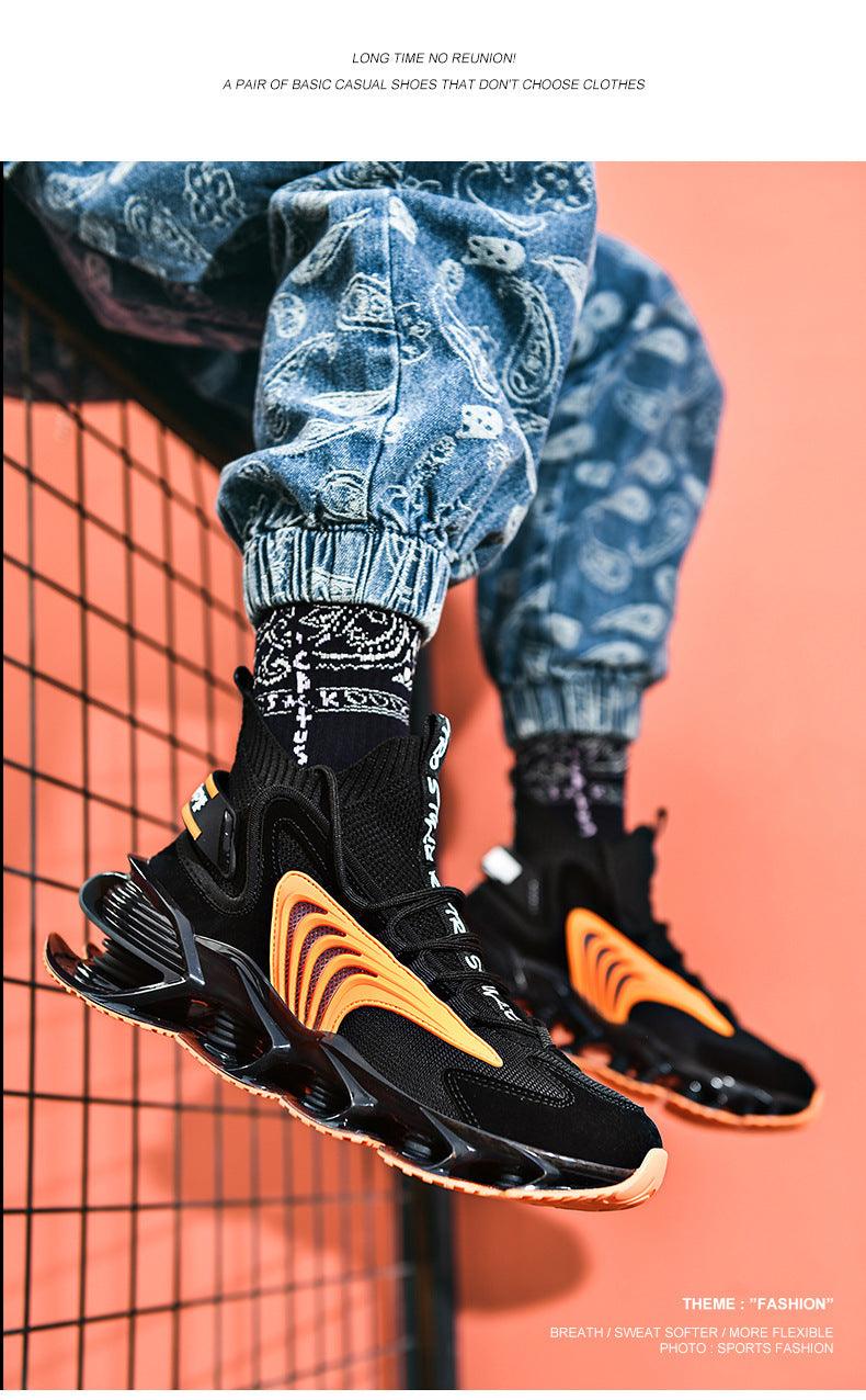 "Breathable Fly Woven Mesh High-top Thick-soled Old Shoes Casual Sports Socks Running Shoes - MANDOTOS"