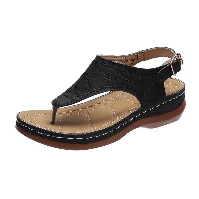 "Casual Sandals Women's Wedge Heel Solid Color Flip Flop Sandals - MANDOTOS"
