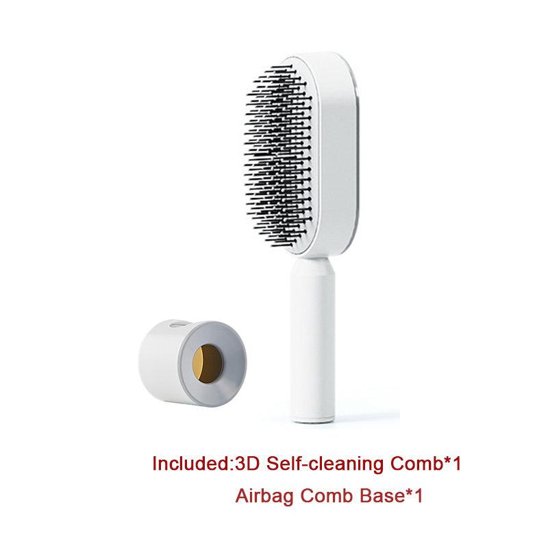 "Self Cleaning Hair Brush For Women One-key Cleaning Hair Loss Airbag Massage Scalp Comb Anti-Static Hairbrush - MANDOTOS"