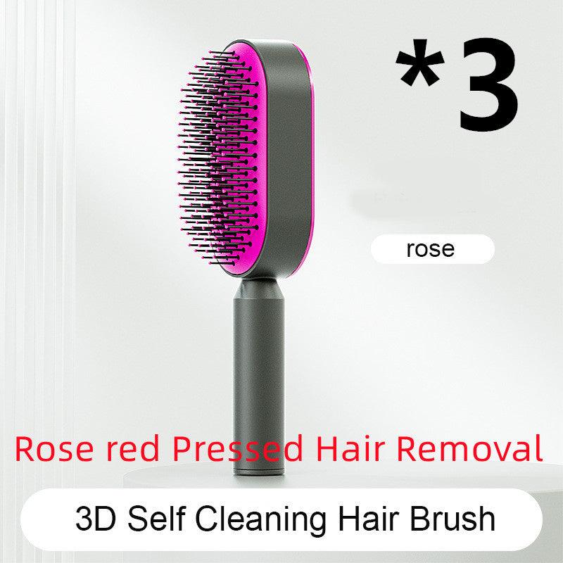 "Self Cleaning Hair Brush For Women One-key Cleaning Hair Loss Airbag Massage Scalp Comb Anti-Static Hairbrush - MANDOTOS"
