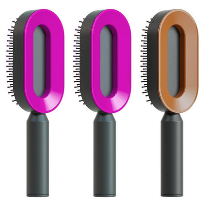 "Self Cleaning Hair Brush For Women One-key Cleaning Hair Loss Airbag Massage Scalp Comb Anti-Static Hairbrush - MANDOTOS"