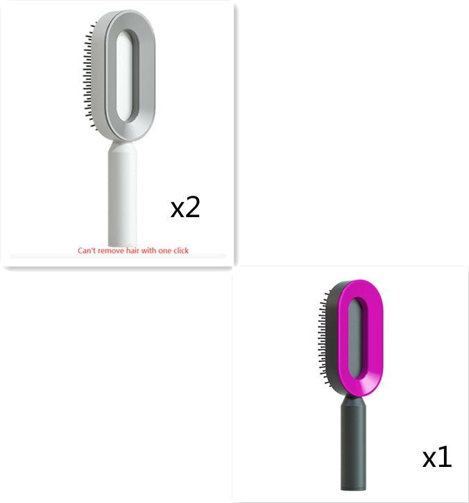 "Self Cleaning Hair Brush For Women One-key Cleaning Hair Loss Airbag Massage Scalp Comb Anti-Static Hairbrush - MANDOTOS"