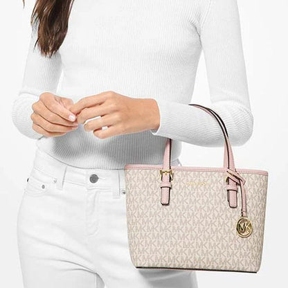 "Michael Kors Ole Jet Set Travel Small Women'S Pvc With Leather One-Shoulder Tote Bag - MANDOTOS"