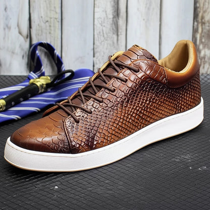 "Men's Embossed Casual Leather Shoes - MANDOTOS"