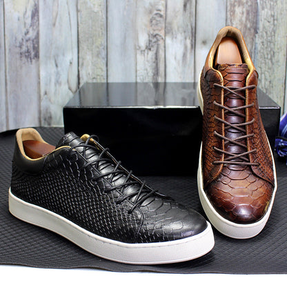 "Men's Embossed Casual Leather Shoes - MANDOTOS"