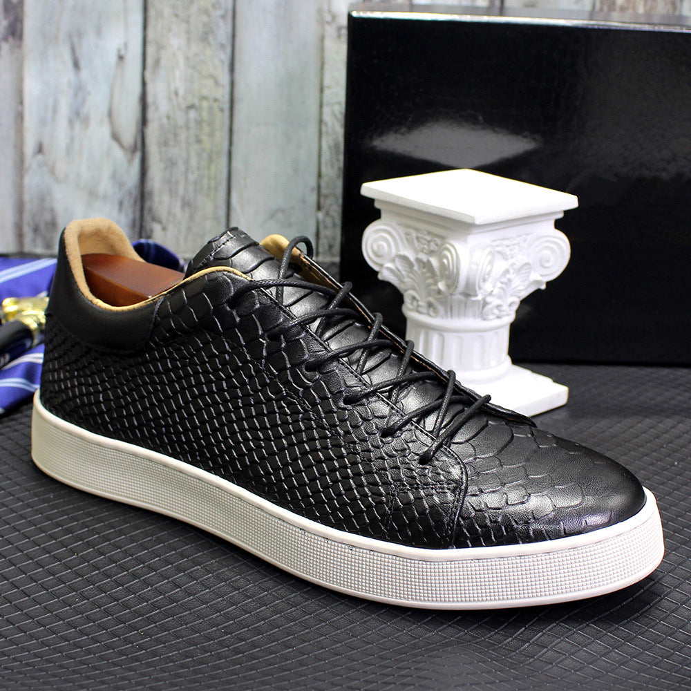 "Men's Embossed Casual Leather Shoes - MANDOTOS"