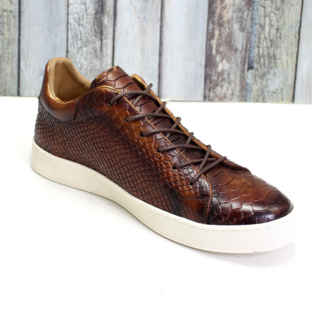 "Men's Embossed Casual Leather Shoes - MANDOTOS"