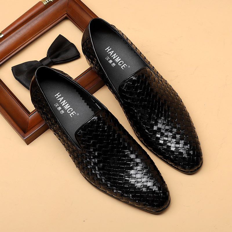 "Stylish Cowhide Woven Leather Shoes for Men - MANDOTOS"