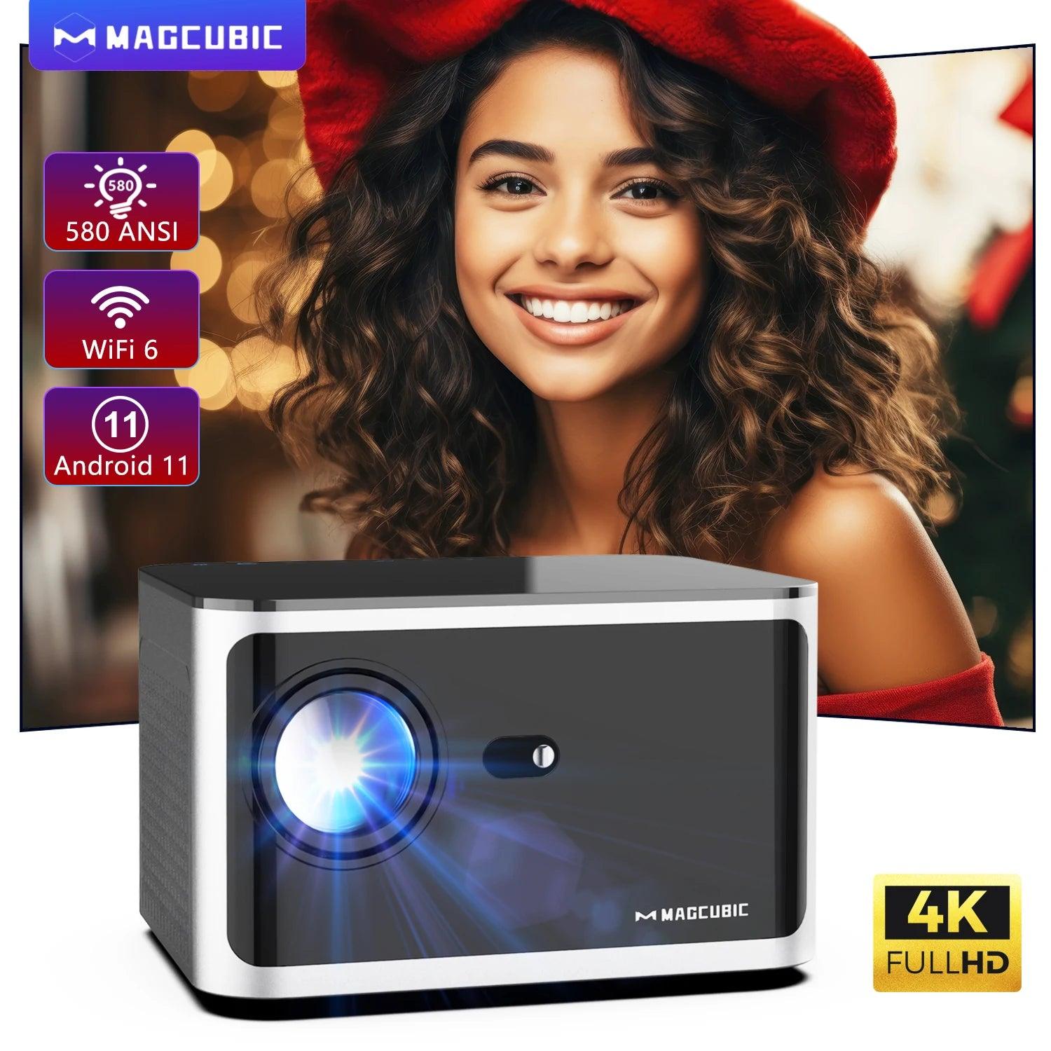 "Magcubic 580ANSI Projector Android 11 4K 1080P Wifi6 Voice Control Allwinner H713 Electronic Focus BT5.0 Home Cinema HY350 Pro - MANDOTOS"