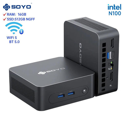 "SOYO M2 PLUS 2 Mini PC Intel Alder Lake N100 Windows 11 Pro Mini PC 16GB DDR4 512GB PCIe M.2 SSD WiFi 5 BT5.0 Desktop Computer - MANDOTOS"