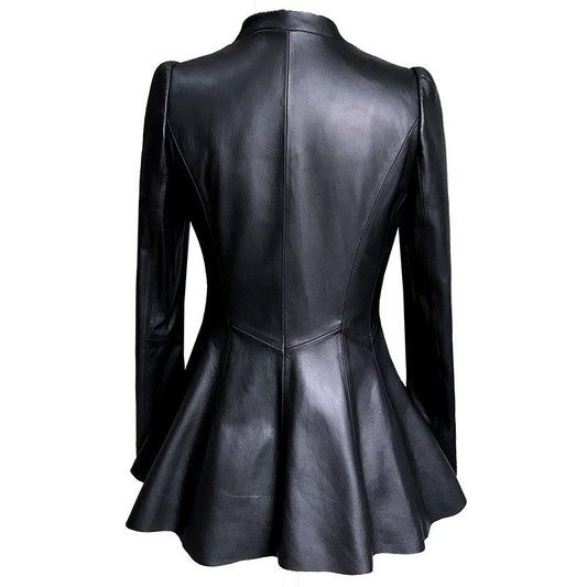 "Short Women's Leather Jacket - Effortless Style - MANDOTOS"