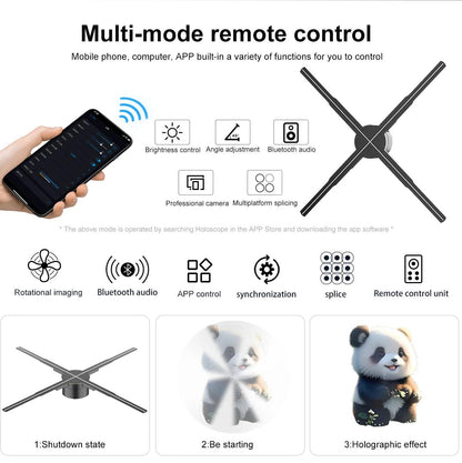 "65cm 3D Hologram Fan LED Illuminated Sign Holiday Advertising Lights WIFI Remote Control Display Image Video Hologram Projecter - MANDOTOS"