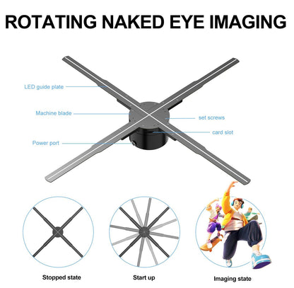 "65cm 3D Hologram Fan LED Illuminated Sign Holiday Advertising Lights WIFI Remote Control Display Image Video Hologram Projecter - MANDOTOS"