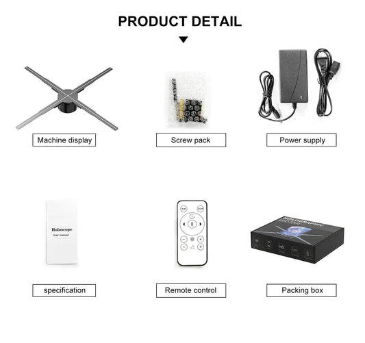 "65cm 3D Hologram Fan LED Illuminated Sign Holiday Advertising Lights WIFI Remote Control Display Image Video Hologram Projecter - MANDOTOS"