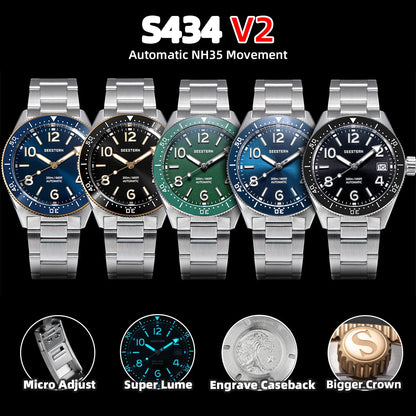 "S434 Men's Automatic Diver Watch - NH35A Movement with BGW9 Luminescence - MANDOTOS"