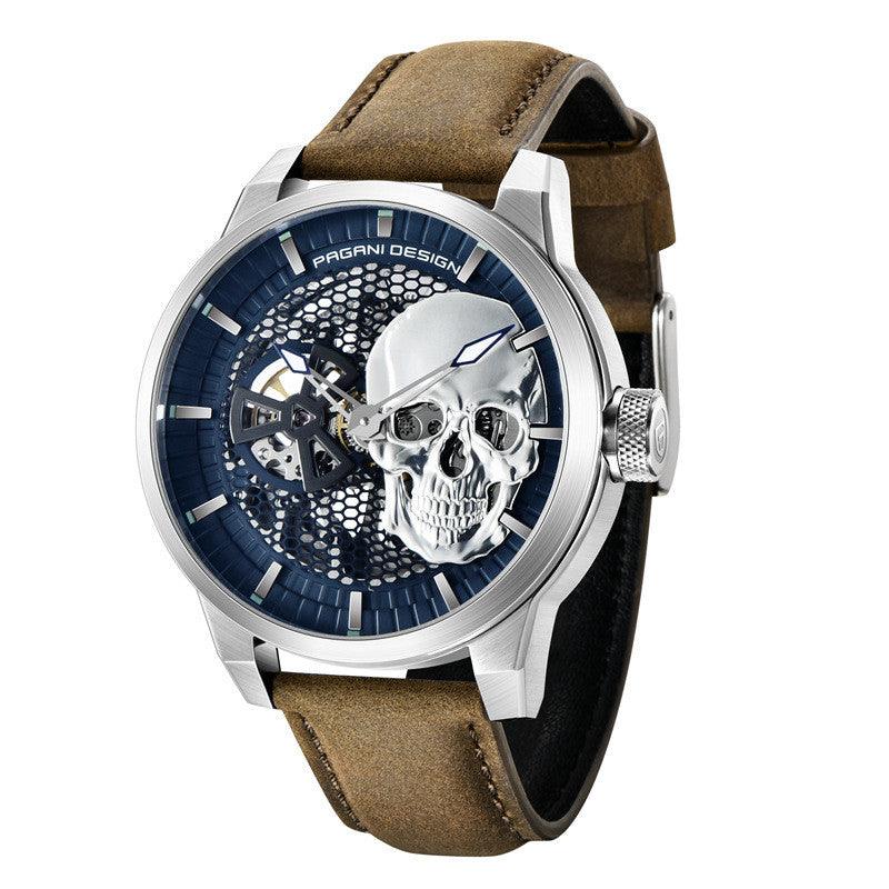 "Skull Sapphire Mirror Mechanical Waterproof Hollow Belt Watch - MANDOTOS"