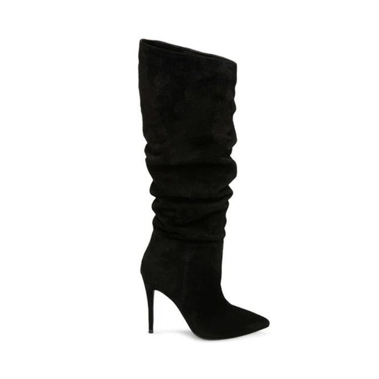 "Stiletto Heels Pleated High Over The Knee Boots - MANDOTOS"