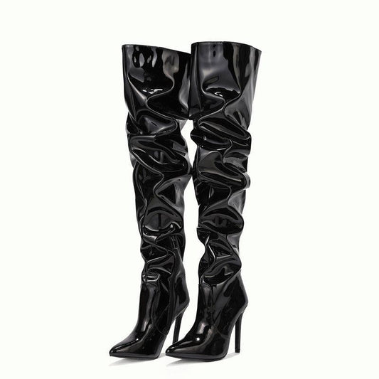"Knee High Long Boots Women Fashion Super High Heel Party Shoes - MANDOTOS"
