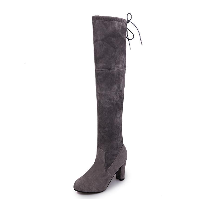 "Black Knee High Boots For Women Shoes High Heel Long Boots - MANDOTOS"