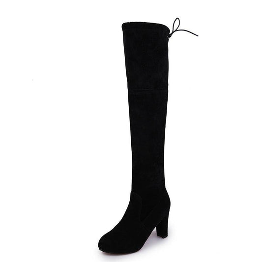 "Black Knee High Boots For Women Shoes High Heel Long Boots - MANDOTOS"