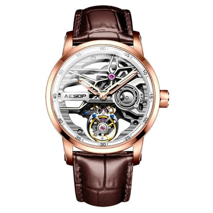 "AESOP Men Flying Tourbillon Mechanical Full Skeleton Waterproof Watches Top Brand Luxury Watch for Men Sapphire With Diamond Man - MANDOTOS"