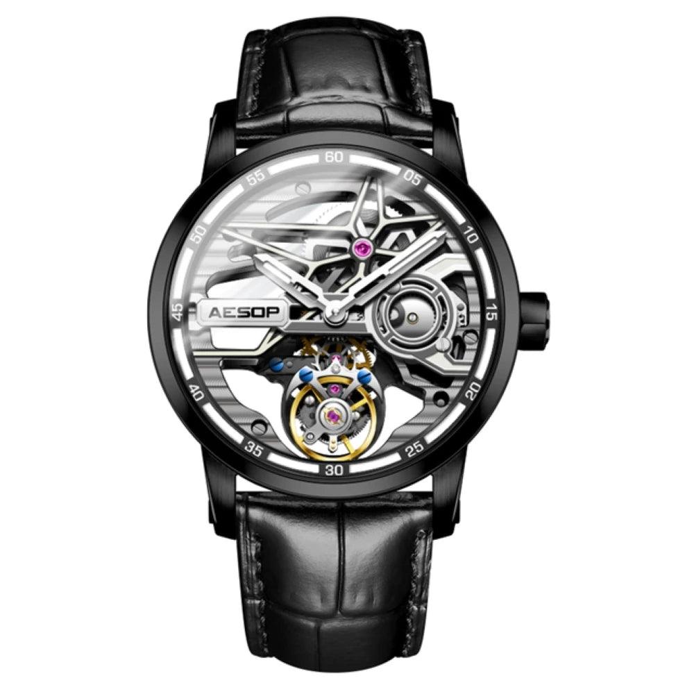 "AESOP Men Flying Tourbillon Mechanical Full Skeleton Waterproof Watches Top Brand Luxury Watch for Men Sapphire With Diamond Man - MANDOTOS"