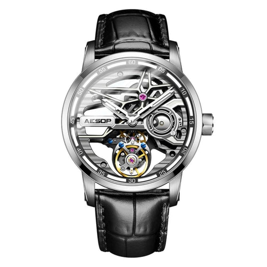 "AESOP Men Flying Tourbillon Mechanical Full Skeleton Waterproof Watches Top Brand Luxury Watch for Men Sapphire With Diamond Man - MANDOTOS"