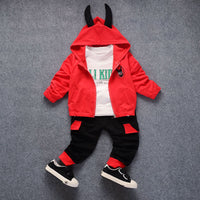 Children's boys' autumn three-piece suit by Ancient Energy, featuring a jacket, shirt, and trousers, suitable for special occasions.