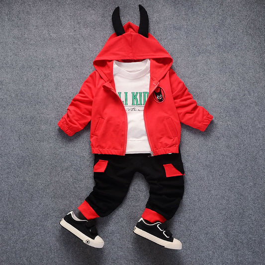 Children's boys' autumn three-piece suit by Ancient Energy, featuring a jacket, shirt, and trousers, suitable for special occasions.