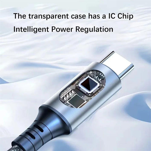 6A 120W USB A To Type C Super Fast Charge Cable Nylon Data Cord For Xiaomi Redmi POCO Samsung With Led Digital Display Cable - MANDOTOS