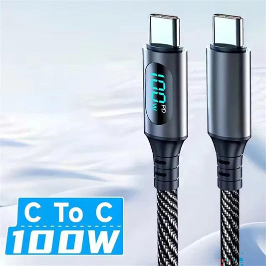 6A 120W USB A To Type C Super Fast Charge Cable Nylon Data Cord For Xiaomi Redmi POCO Samsung With Led Digital Display Cable - MANDOTOS