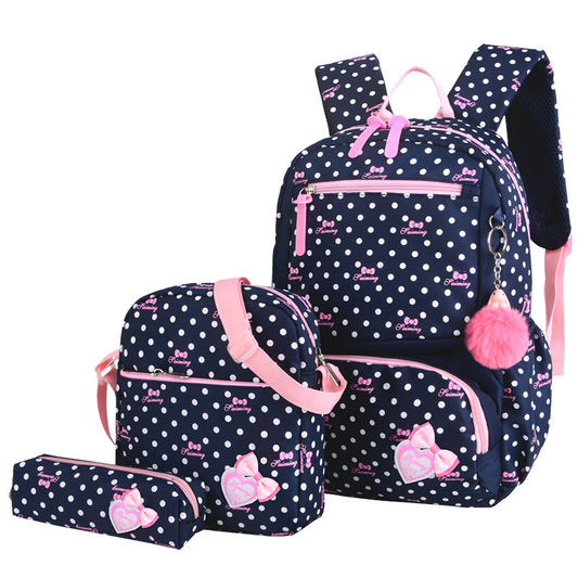 Korean style cute princess backpack for elementary school girls by Ancient Energy, featuring colorful design and adjustable straps.