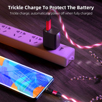 Ancient Energy 540 Rotate Luminous Magnetic USB Type C and Micro USB phone charging cable with fast 3A charge and LED illumination