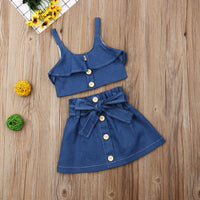 Children's girls' suspender skirt by Ancient Energy, featuring a stylish, casual design with adjustable straps and a comfortable fit.