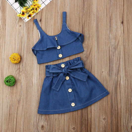 Children's girls' suspender skirt by Ancient Energy, featuring a stylish, casual design with adjustable straps and a comfortable fit.