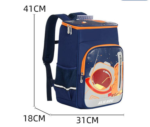 Lightweight Ancient Energy elementary school boy spine protection backpack with padded straps and colorful design for children.