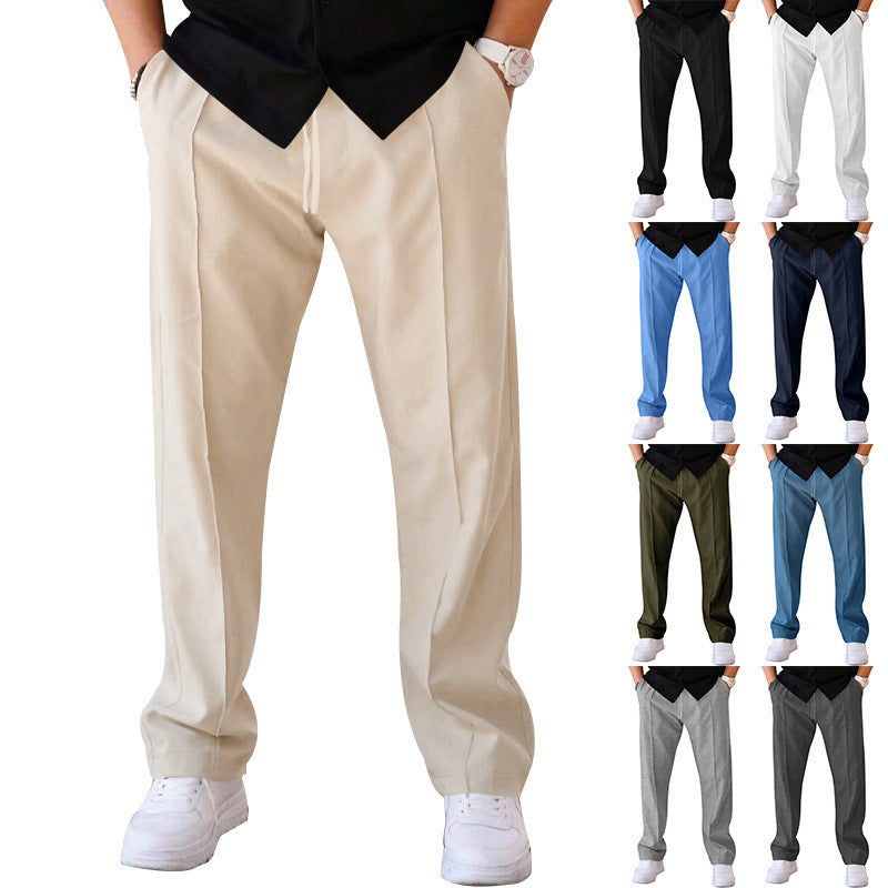Men's Trousers Sports Casual Loose Straight Pants With Drawstring Design Clothing - MANDOTOS