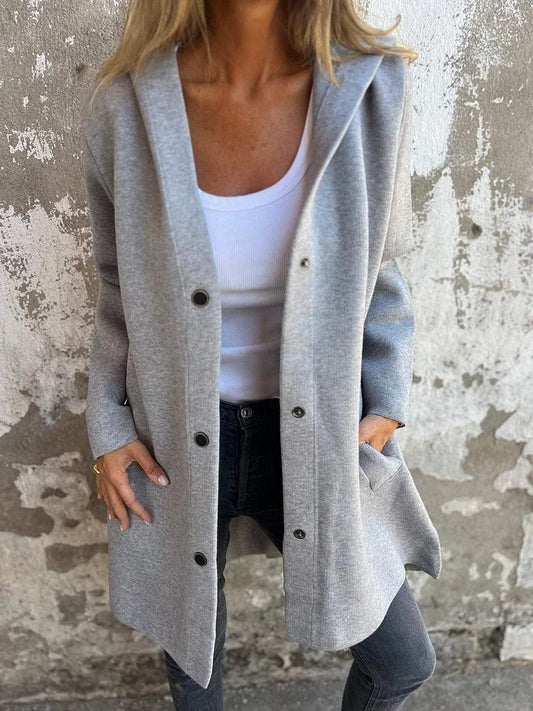 Casual Hooded Single-Breasted Cardigan Fashion Loose Solid Color Jacket Spring And Autumn Women's Clothing - MANDOTOS