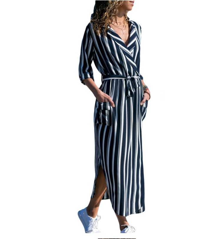 Chic V-Neck High-Waist Printed Dress