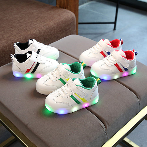Ancient Energy Kimmy White LED Sneakers Shoes with glowing soles and stylish design, perfect for casual wear and night outings.
