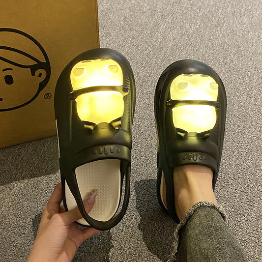 Cute Slipper With Panda Lamp Summer Sandals Femme Light Funny Woman Slippers Shoes Women - MANDOTOS