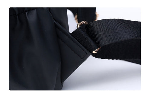 Black waterproof Oxford backpack for women by Ancient Energy, featuring a stylish and durable school bag design.