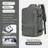Ancient Energy large capacity travel backpack with multiple compartments, suitable for students and school use, in black with padded straps.