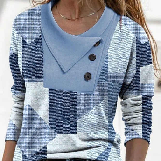 Buttoned Crossover Print Tee