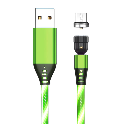 Ancient Energy 540 Rotate Luminous Magnetic Micro USB and Type C Phone Charging Cable with LED illumination and fast 3A charging.